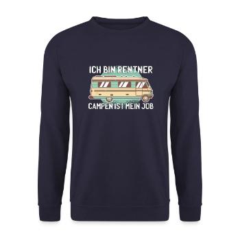 ICH BIN RENTNER - CAMPEN IST MEIN JOB - Unisex Pullover - Navy - Vorne - Alina (178cm) & Michal (187cm)