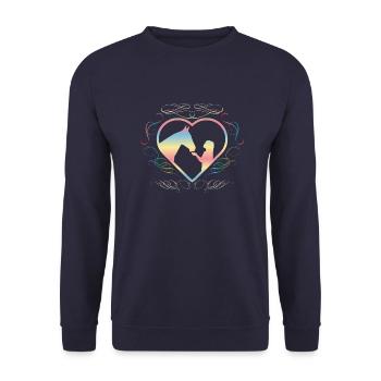 COLORFUL HORSE HEART by The Manzanita ́s - Unisex Sweatshirt - navy - Front - Alina (178cm) & Michal (187cm)