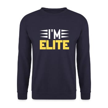 I´m Elite (gelb) - Unisex Pullover - Navy - Vorne - Alina (178cm) & Michal (187cm)