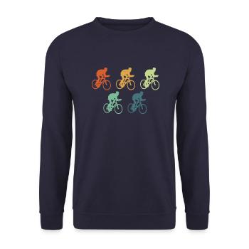 Fahrrad Vintage Retro Bike - Unisex Pullover - Navy - Vorne - Alina (178cm) & Michal (187cm)