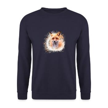 fuchs ,Graffiti, Malerei,fuchs ,aquarell,braun - Unisex Pullover - Navy - Vorne - Alina (178cm) & Michal (187cm)