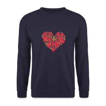 herz,erdbeerherz,erdbeeren,retro,vintage,rot - Unisex Pullover - Navy - Vorne - Alina (178cm) & Michal (187cm)
