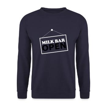 Milk Bar open - Unisex Pullover - Navy - Vorne - Alina (178cm) & Michal (187cm)