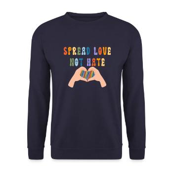 Spread Love Not Hate - Unisex Pullover - Navy - Vorne - Alina (178cm) & Michal (187cm)