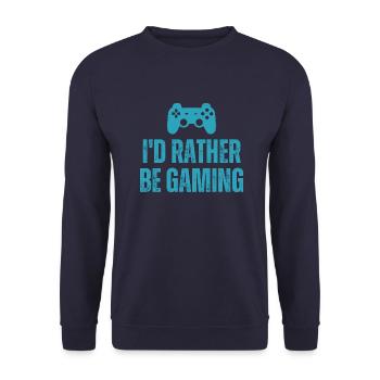 I'd Rather Be Gaming Funny Gaming Gamer Quote - Unisex Sweatshirt - navy - Front - Alina (178cm) & Michal (187cm)