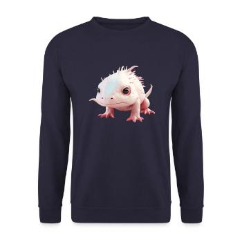 Small Baby Axolotl for Animal Lovers - Unisex Sweatshirt - navy - Front - Alina (178cm) & Michal (187cm)