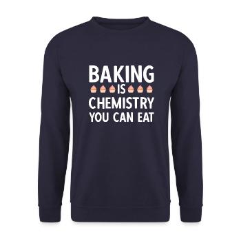 Baking is Chemistry You Can Eat Vintage Backen - Unisex Pullover - Navy - Vorne - Alina (178cm) & Michal (187cm)
