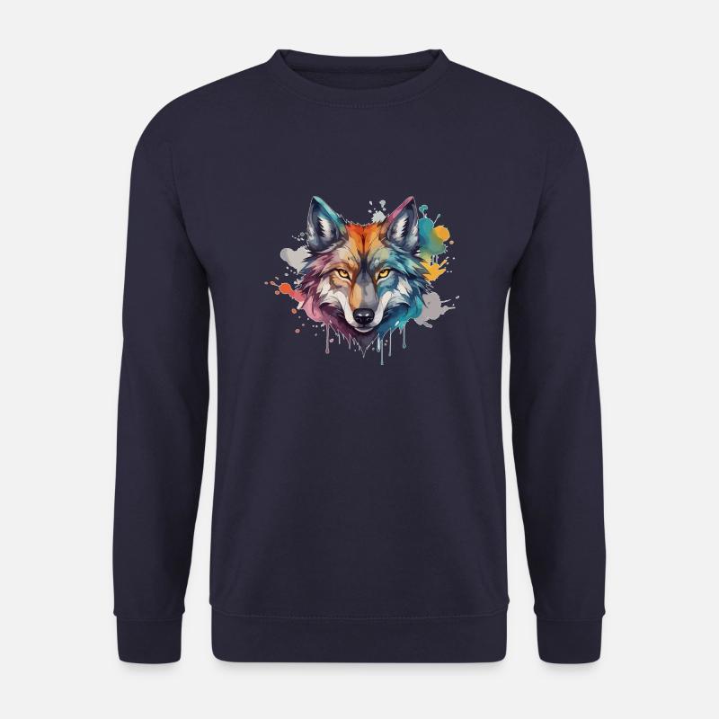 Wolf Wasserfarbe Spirit Aquarell - Unisex Pullover - Navy