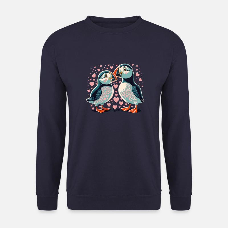 Verliebte Papageientaucher, Love Puffins - Unisex Pullover - Navy