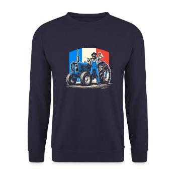 Agriculteur français en colère - Sweat-shirt Unisexe - marine - Devant - Alina (178cm) & Michal (187cm)