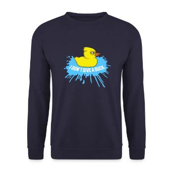Lustig Ich gebe keine Ente Gummienten Sarkasmus - Unisex Pullover - Navy - Vorne - Alina (178cm) & Michal (187cm)