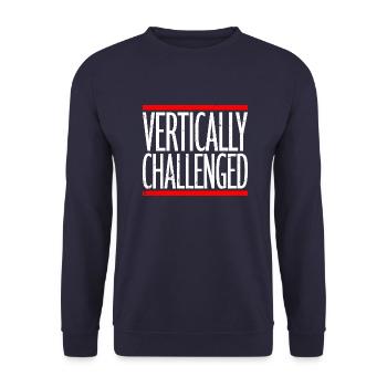 Vertically Challenged Funny Short People Joke Men - Unisex Sweatshirt - navy - Front - Alina (178cm) & Michal (187cm)
