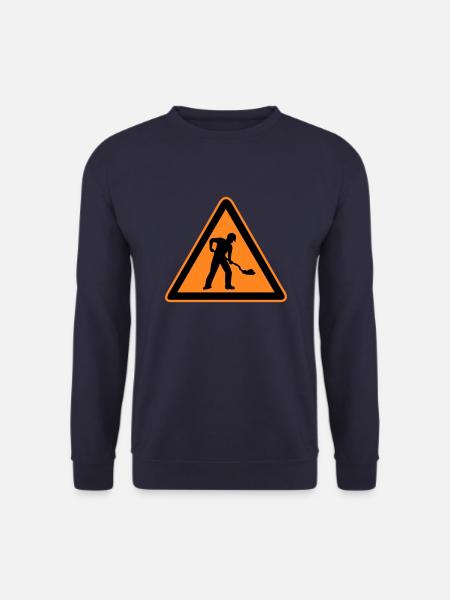 Sign road construction construction site - Unisex Sweatshirt - navy