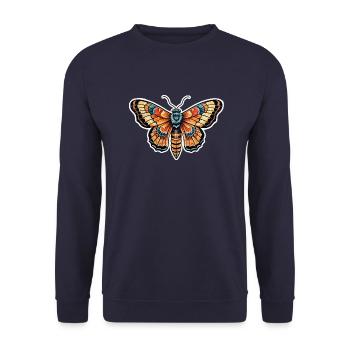 Papillon de nuit Néo Traditionnel - Sweat-shirt Unisexe - marine - Devant - Alina (178cm) & Michal (187cm)