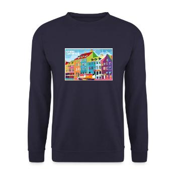 DK-Shirts Nyhavn Pop-Art - Unisex Pullover - Navy - Vorne - Alina (178cm) & Michal (187cm)
