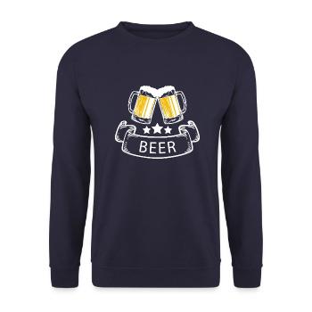 Beer Wine Vino Bier Alcohol - Unisex Pullover - Navy - Vorne - Alina (178cm) & Michal (187cm)