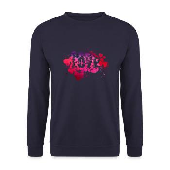 herzen,herz,liebe, love, rot, illustration,graffit - Unisex Pullover - Navy - Vorne - Alina (178cm) & Michal (187cm)