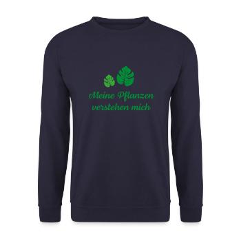 Meine Pflanzen verstehen mich - Unisex Pullover - Navy - Vorne - Alina (178cm) & Michal (187cm)