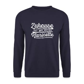 Zuhause ist wo meine Klarinette ist - Unisex Pullover - Navy - Vorne - Alina (178cm) & Michal (187cm)