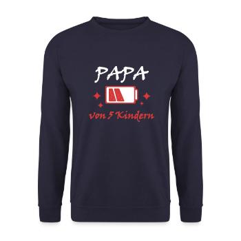 Akku leer Papa von 5 Kindern Vater Vatertag Kind - Unisex Pullover - Navy - Vorne - Alina (178cm) & Michal (187cm)
