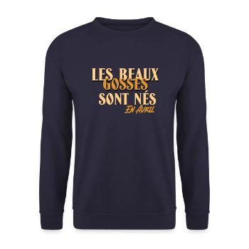 Les beaux gosses sont nés en Avril. - Sweat-shirt Unisexe - marine - Devant - Alina (178cm) & Michal (187cm)