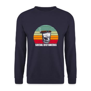 Social Distancing - Passionszigarre - Unisex Pullover - Navy - Vorne - Alina (178cm) & Michal (187cm)