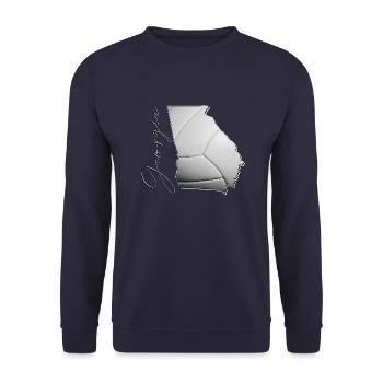 Géorgie (États-Unis) | Vrai volley-ball | Carte Scpt - Sweat-shirt Unisexe - marine - Devant - Alina (178cm) & Michal (187cm)