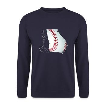 Géorgie (États-Unis) | Vrai baseball | Script de carte - Sweat-shirt Unisexe - marine - Devant - Alina (178cm) & Michal (187cm)