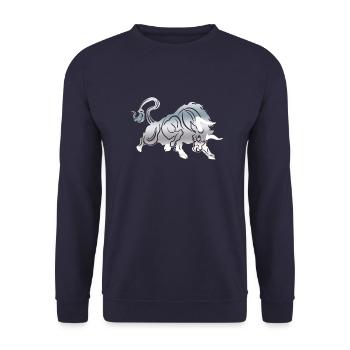 Bull Bull Head Head Logo Steak Beast Gym Horn - Unisex Sweatshirt - navy - Front - Alina (178cm) & Michal (187cm)