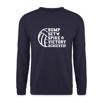 Bump Set Spike Victory Achieved volleyball - Unisex Pullover - Navy - Vorne - Alina (178cm) & Michal (187cm)