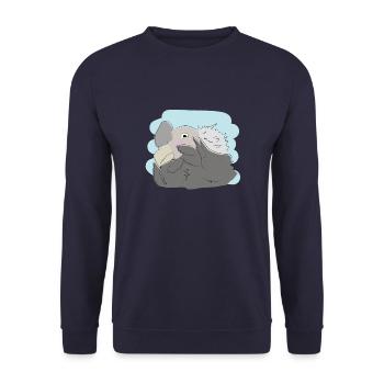 Illustriertes Design mit Geier - Unisex Pullover - Navy - Vorne - Alina (178cm) & Michal (187cm)