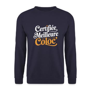 Certifiée meilleure coloc' - Sweat-shirt Unisexe - marine - Devant - Alina (178cm) & Michal (187cm)