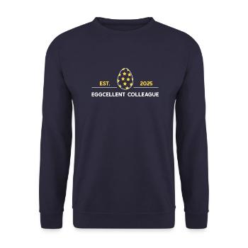 Kollege Ostern 2025 Beste Kollegen Ostergeschenk - Unisex Pullover - Navy - Vorne - Alina (178cm) & Michal (187cm)