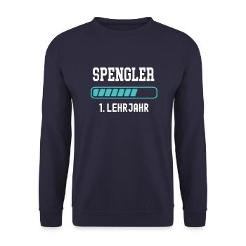 Spengler Ausbildung 1 Lehrjahr 1. Ausbildungsjahr - Unisex Pullover - Navy - Vorne - Alina (178cm) & Michal (187cm)