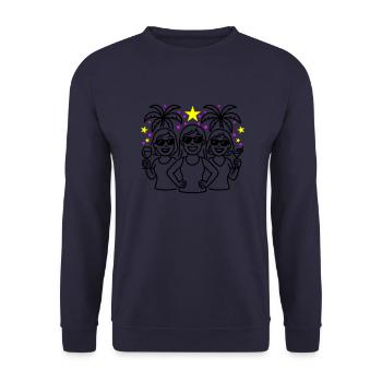 Girls Holiday Party Palm Trees - Unisex Sweatshirt - navy - Front - Alina (178cm) & Michal (187cm)