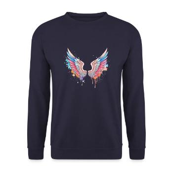 angelwings,engelsflügel,graffiti,malerei,bunt - Unisex Pullover - Navy - Vorne - Alina (178cm) & Michal (187cm)