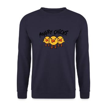 Angry Chicks - Unisex Sweatshirt - navy - Front - Alina (178cm) & Michal (187cm)
