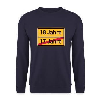 18. Geburtstag - Unisex Pullover - Navy - Vorne - Alina (178cm) & Michal (187cm)