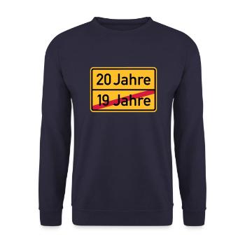 20. Geburtstag - Unisex Pullover - Navy - Vorne - Alina (178cm) & Michal (187cm)