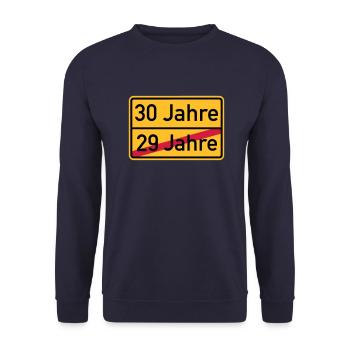 30. Geburtstag - Unisex Pullover - Navy - Vorne - Alina (178cm) & Michal (187cm)