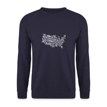 USA Vereinigte Staaten von Amerika Bundesstaaten - Unisex Pullover - Navy - Vorne - Alina (178cm) & Michal (187cm)