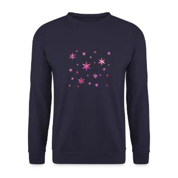 Funny Brillante Glitzer Sterne - Unisex Pullover - Navy - Vorne - Alina (178cm) & Michal (187cm)