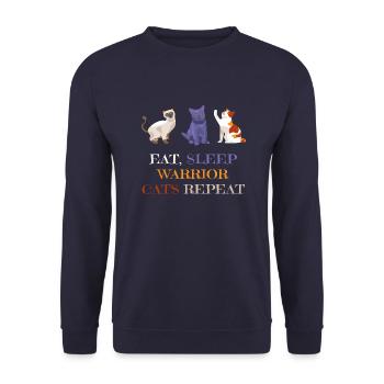 Fat Sleep warrior cats repeat - Unisex Sweatshirt - navy - Front - Alina (178cm) & Michal (187cm)