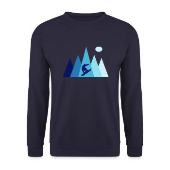Snowboard vintage Snowboarder Berg - Unisex Pullover - Navy - Vorne - Alina (178cm) & Michal (187cm)