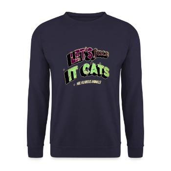 Cat Face Tshirts Birthday Present Pet Lover Happy - Unisex Sweatshirt - navy - Front - Alina (178cm) & Michal (187cm)