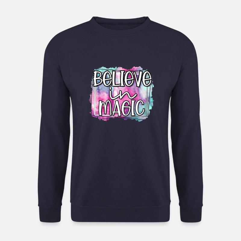 Einhorn Believe in Magic Pferd Regenbogen Fee - Unisex Pullover - Navy