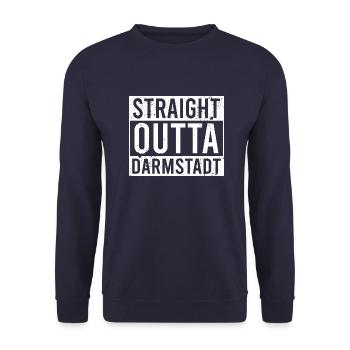 Straight outta Darmstadt white - Unisex Pullover - Navy - Vorne - Alina (178cm) & Michal (187cm)