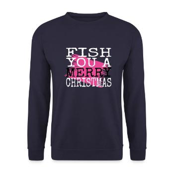 bass fishing funny dinosaur tshirt axie couples - Unisex Pullover - Navy - Vorne - Alina (178cm) & Michal (187cm)