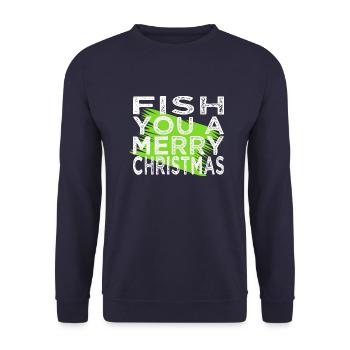 Bodybuilding Angling Gift Idea Comic Joke Fish - Unisex Sweatshirt - navy - Front - Alina (178cm) & Michal (187cm)