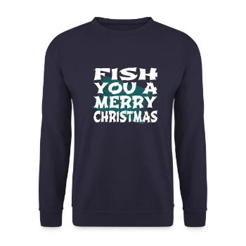 dinosaur moon bite me fishing tshirts statement - Unisex Pullover - Navy - Vorne - Alina (178cm) & Michal (187cm)